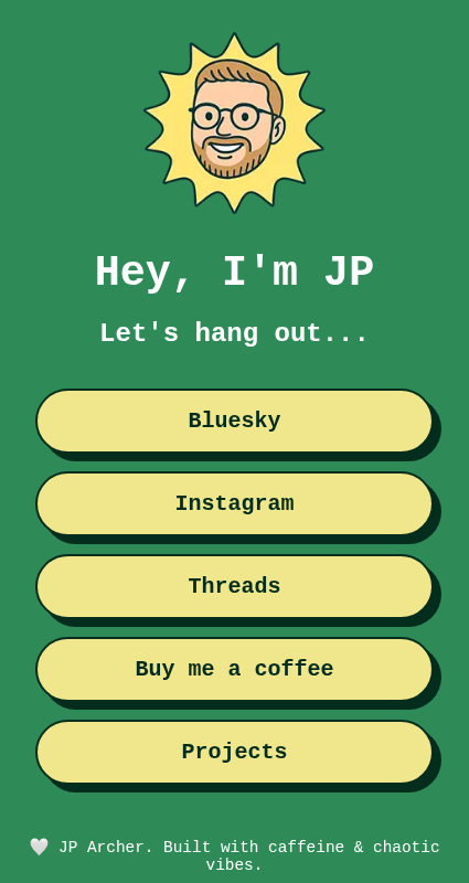 Screenshot of JP Archer’s custom link page